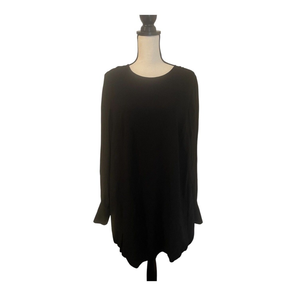 FRAME Mini Dress Women's Size Medium Black Bubble Hem Long Sleeves